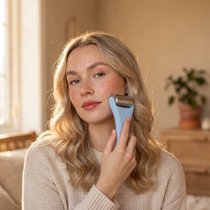 Silicone Ice Face Roller in use
