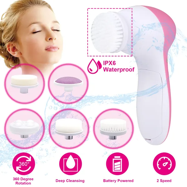 Facial Cleansing Brush – 5 Heads