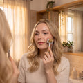 Ingvild using the Titanium Derma Roller during her skincare routine