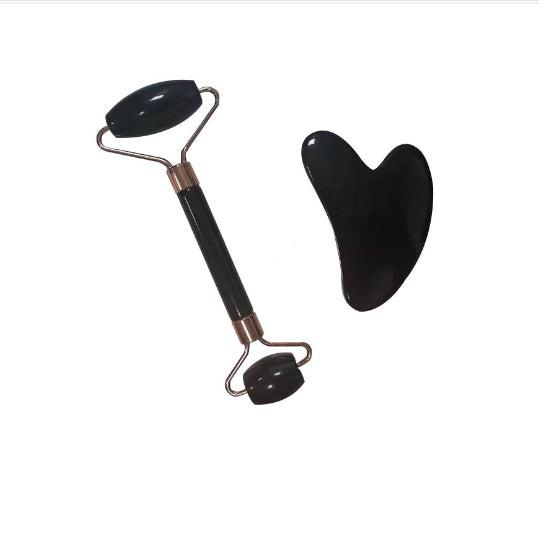 Rose Quartz Gua Sha Stone - Black