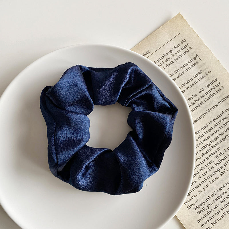 Satin Scrunchie, Navy Blue