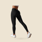 High-Waist Yoga Leggings, Black, clean product shot