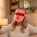 Model using the LED Red Light Therapy Face Mask (UGC)