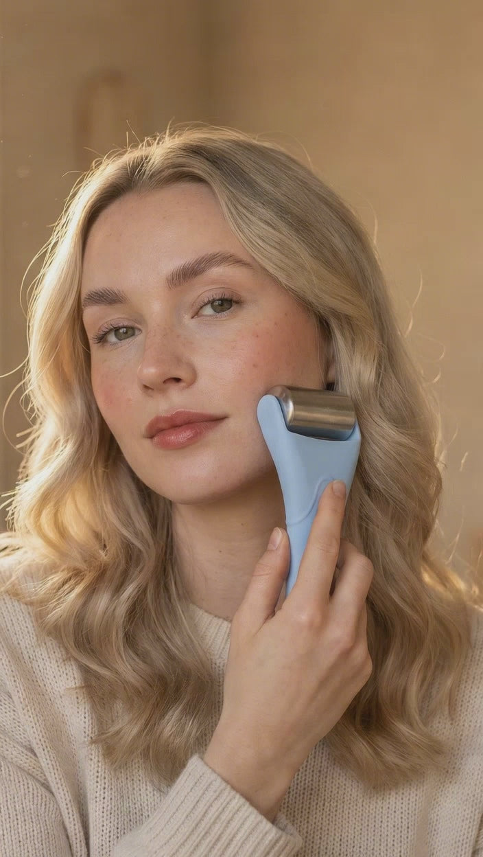 Ingvild using the Silicone Ice Face Roller (video)