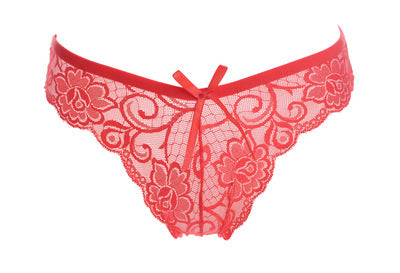 Floral Lace Panties, watermelon red